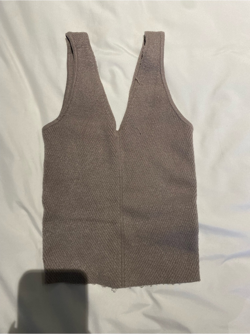 Abercrombie & Fitch Ribbed V-Neck Tank Top - Taupe